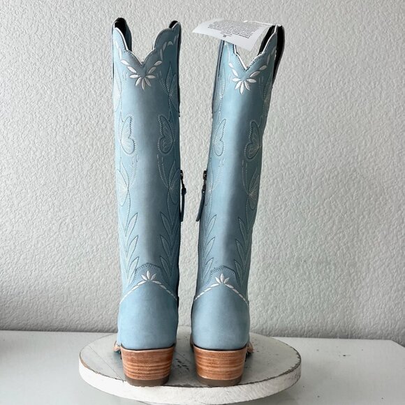 Lane SWEET MEMORIES Knee High Womens Cowboy Boots 6.5 Light Blue Cowgirl Western - Picture 3 of 13